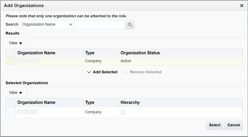 This image shows the organization to which the role will belong This image shows the organization to which the role will belong