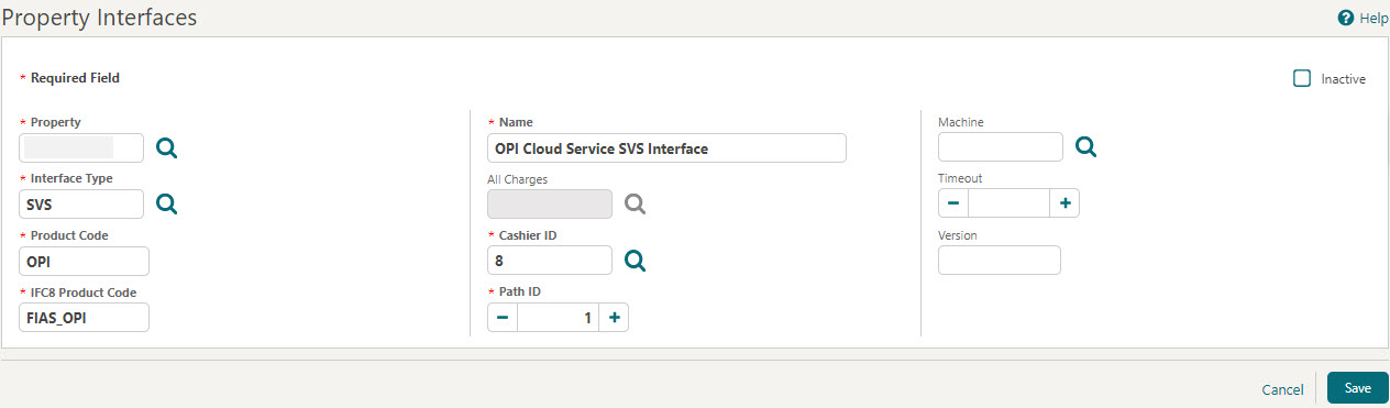 This image shows the SVS Property Interfaces screen