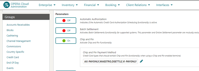 Configuring OPERA Controls for Settlement at Checkout and Chip and Pin