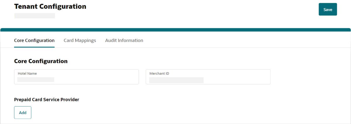 This image shows OPI Cloud Tenant Configuration portal landing screen with Prepaid Card Service Provider