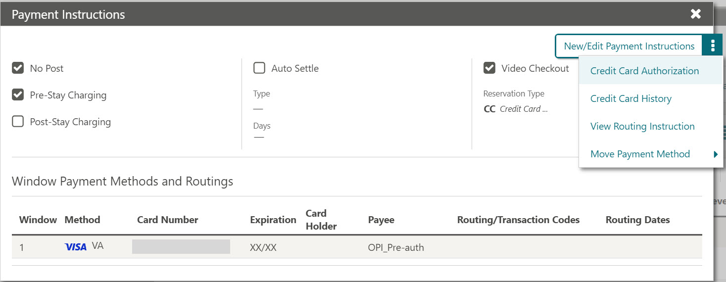 This image shows Credit Card Authorization screen