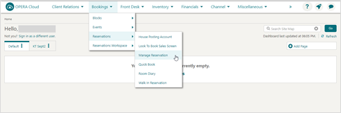 This image shows the navigation to Manage reservation screen