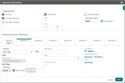 This image shows the payment instructions window