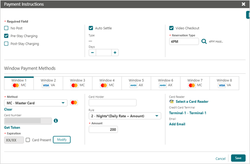 This image shows the payment instructions window