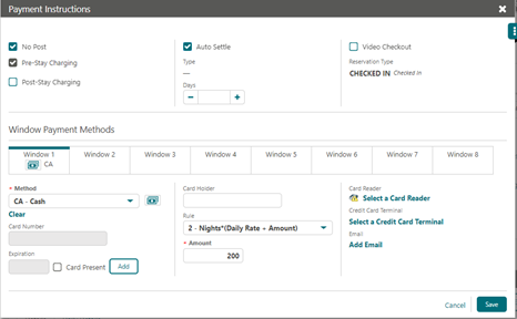 This image shows Payment Instructions screen