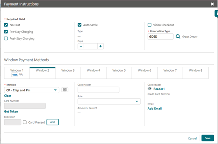 This image shows the payment instructions window