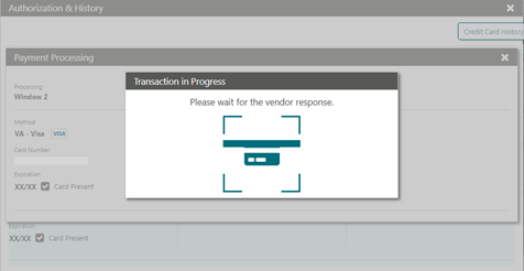 This images shows the payment processing screen