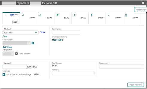 This image shows tokenised card on file as the payment type with the final due amount