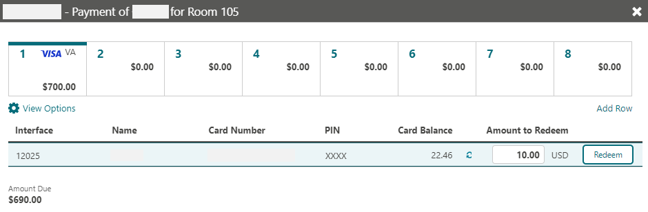 This image shows how to enter the amount to redeem for a prepaid card