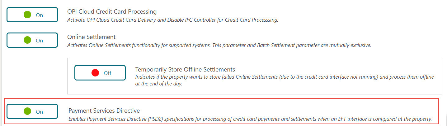 This image shows how to enable Payment Services Directive parameter