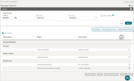 This image shows the report name and report group fields in the run report screen