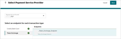 This image shows selecting an endpoint for Credit Card or Token exchange transaction type This image shows selecting an endpoint for Credit Card or Token exchange transaction type