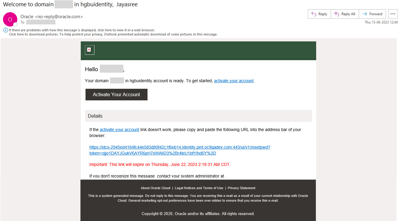 This image shows welcome invitation sent to the user This image shows welcome invitation sent to the user