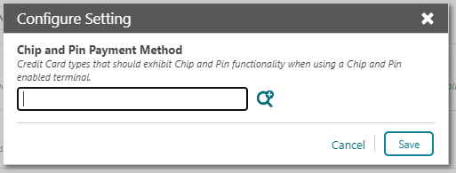 This image shows the Chip and Pin Payment Method configure setting