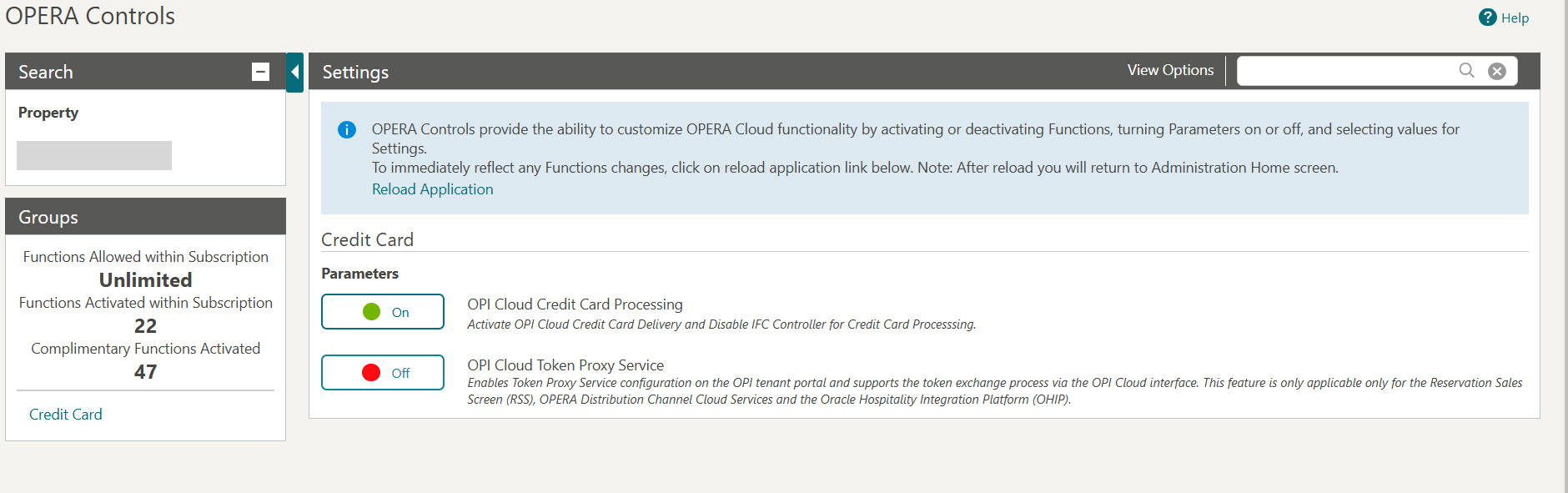 This image shows how to turn ON OPI Cloud Credit Card Processing parameter