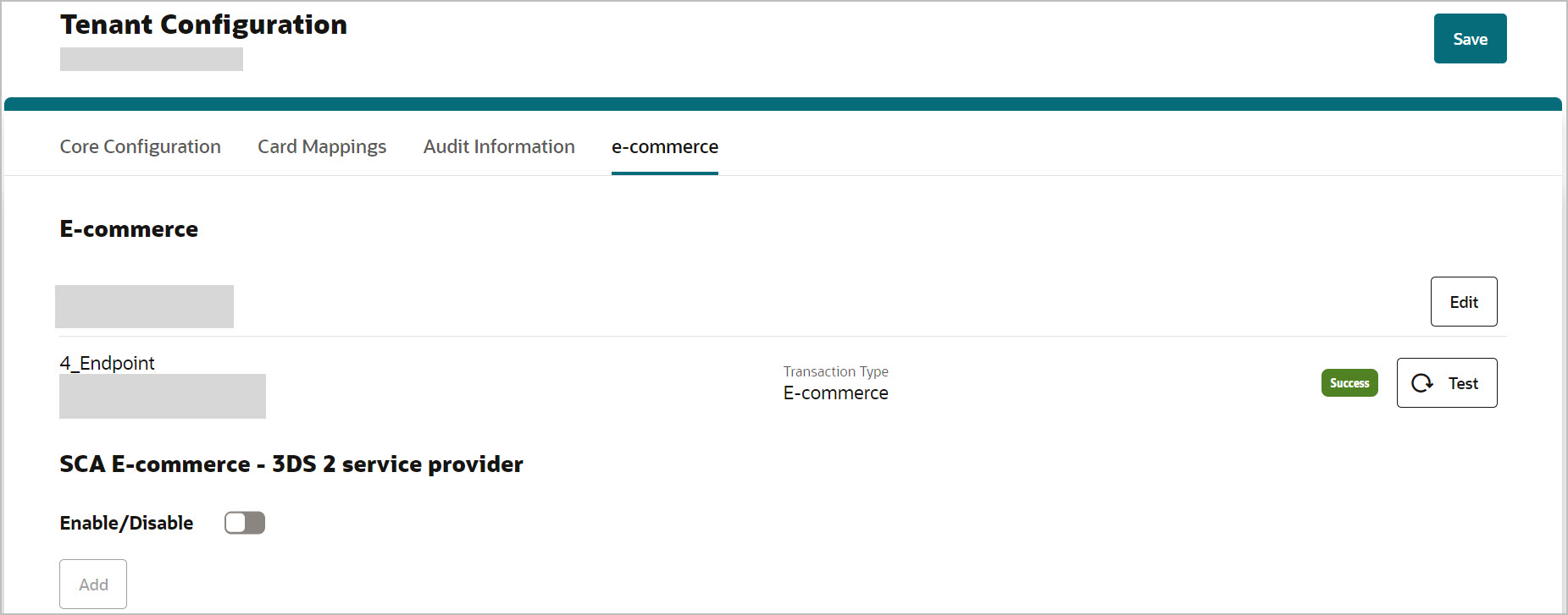 This image shows Ecommerce endpoint test connectivity