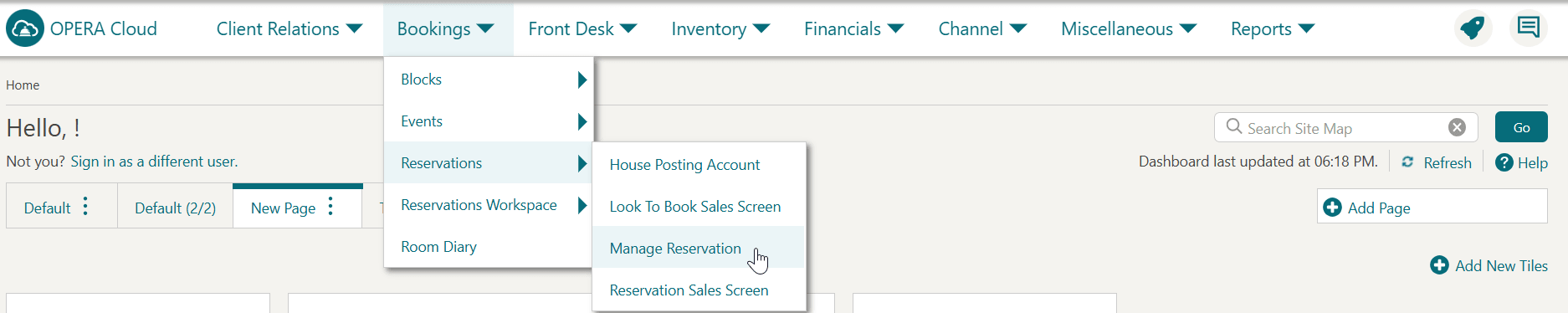 This image shows the navigation to Manage reservation screen