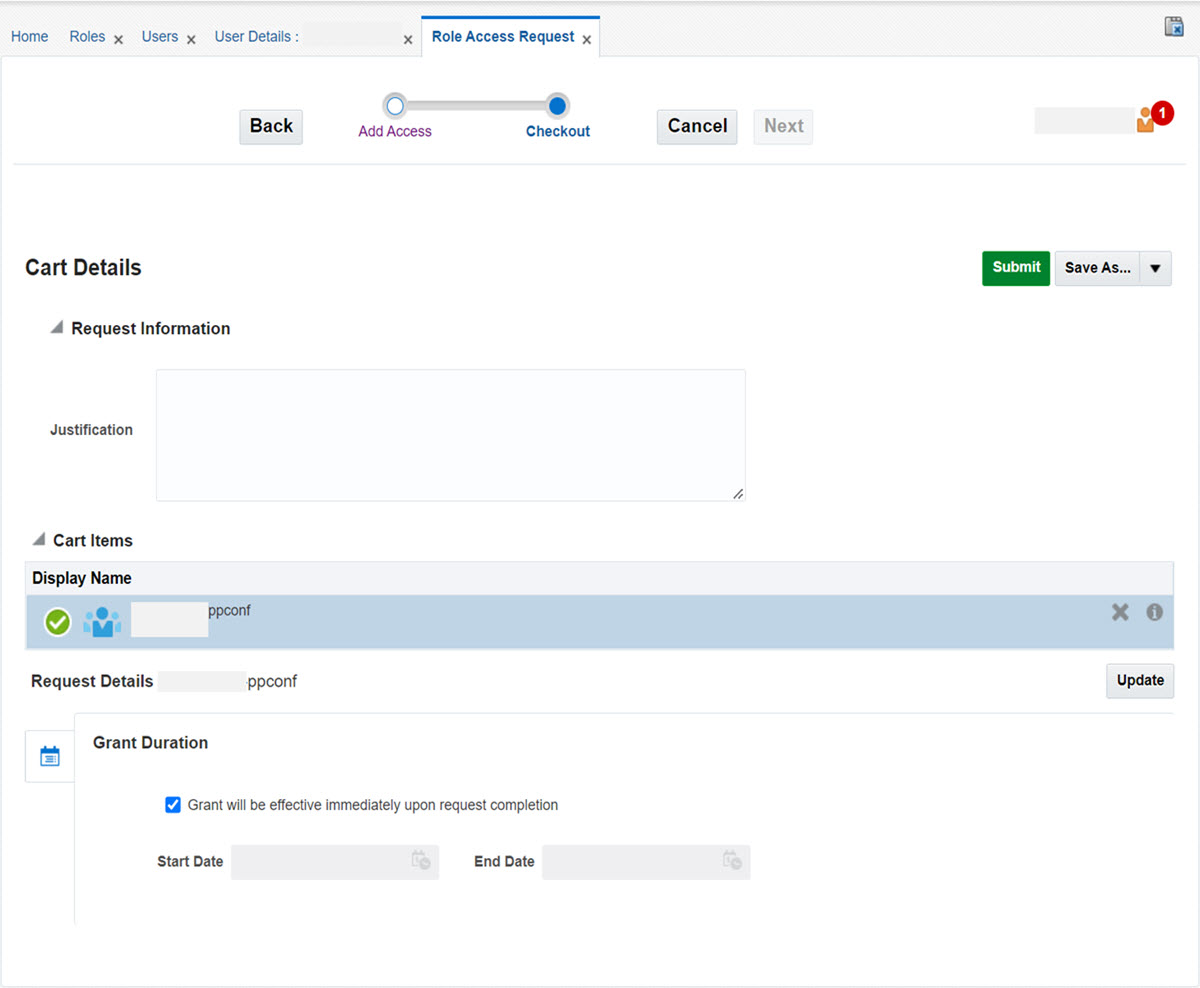 This image shows the request is submitted for approval