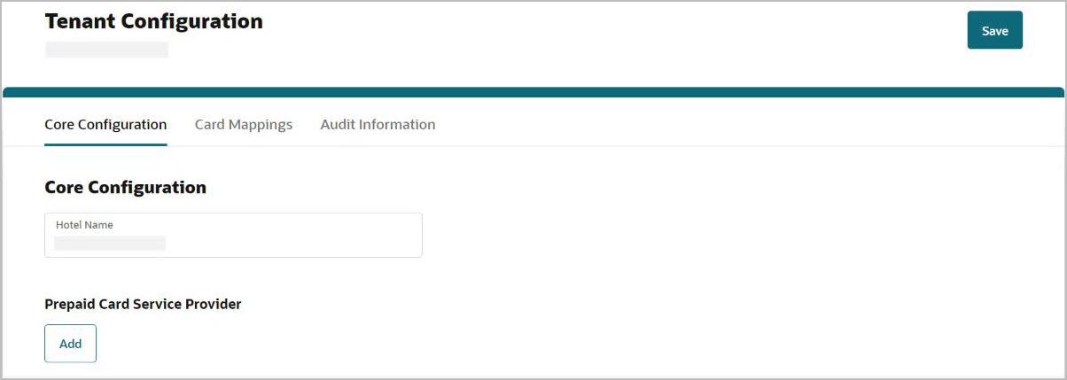 This image shows OPI Cloud Tenant Configuration portal landing screen with Prepaid Card Service Provider