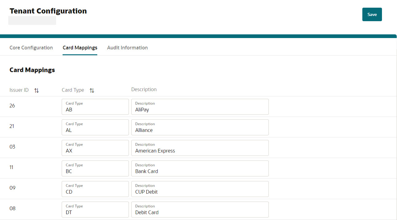 This image shows Card Mappings screen
