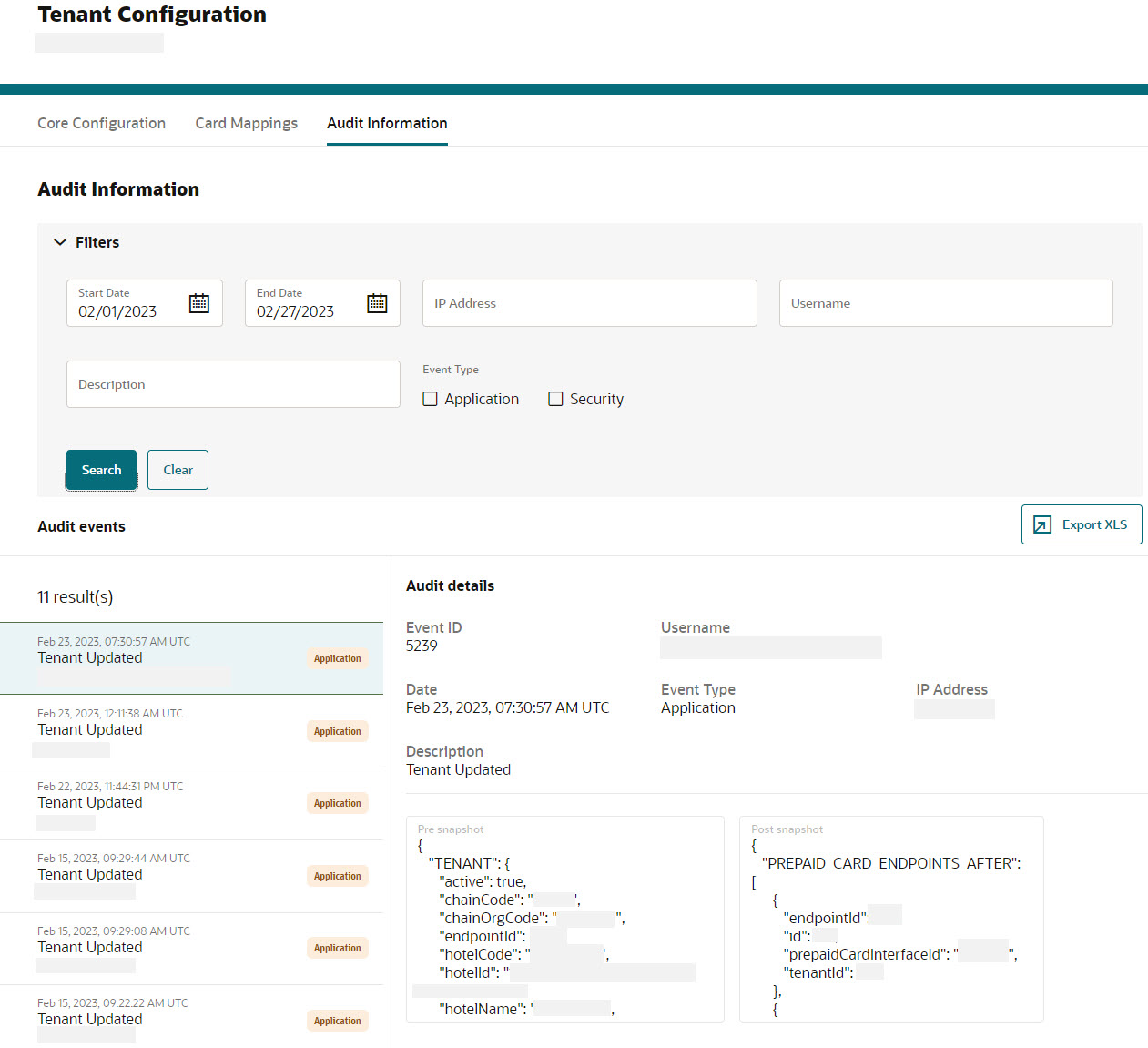 This image shows Audit report in excel format