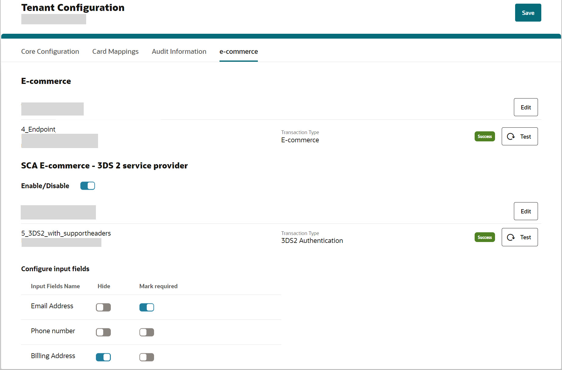 This image shows Ecommerce endpoint test connectivity