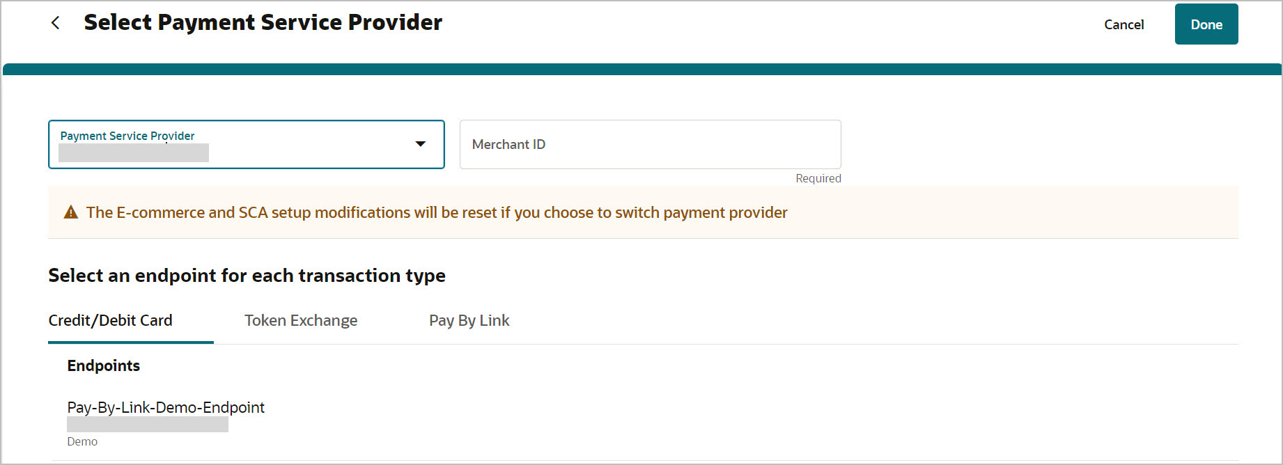 This image shows the warning message if the PSP is switched. This image shows the warning message if the PSP is switched.