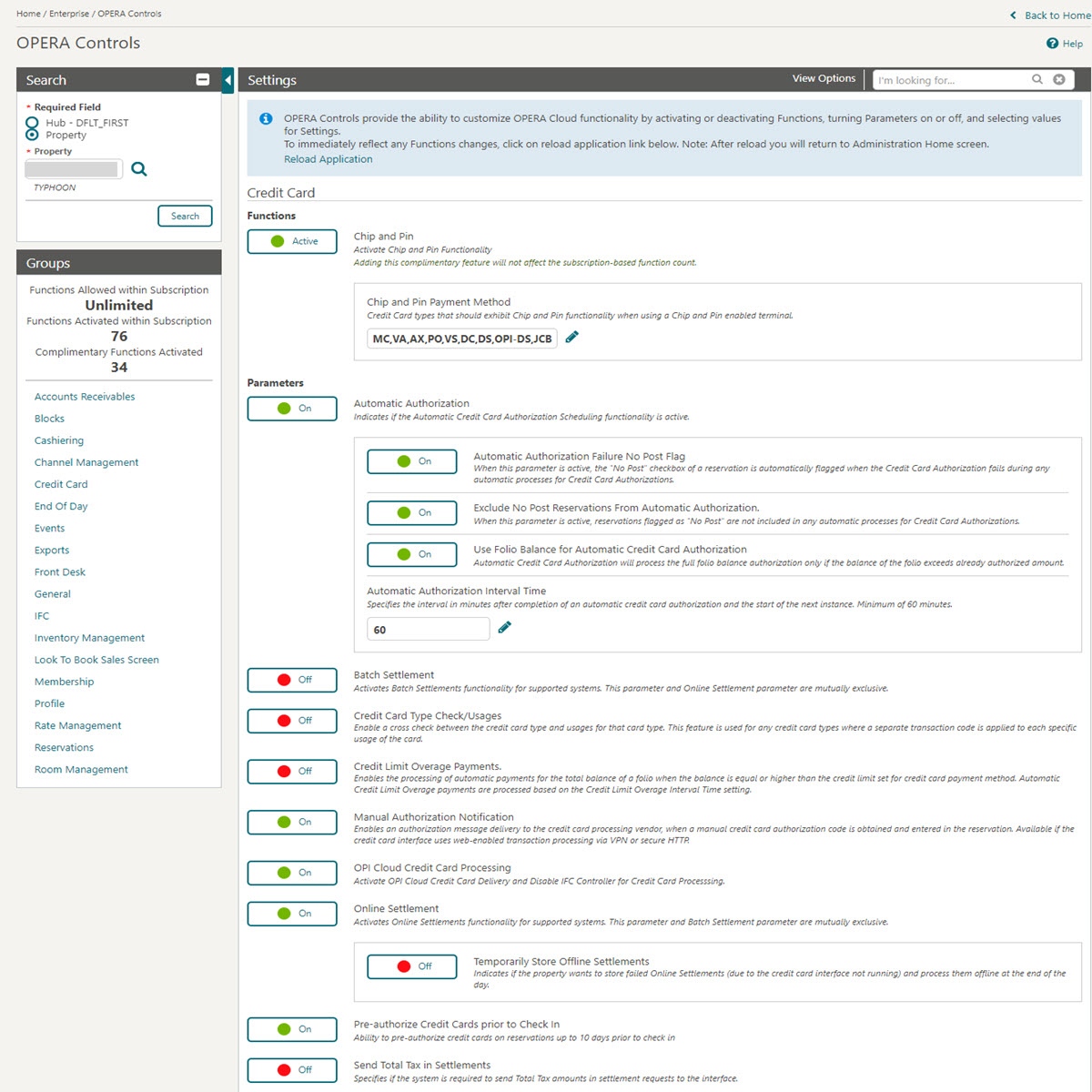 This image shows Chip and PIN enabled Payment Types screen This image shows Chip and PIN enabled Payment Types screen
