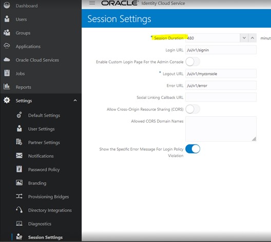 This image shows Configure PSP Session Settings
