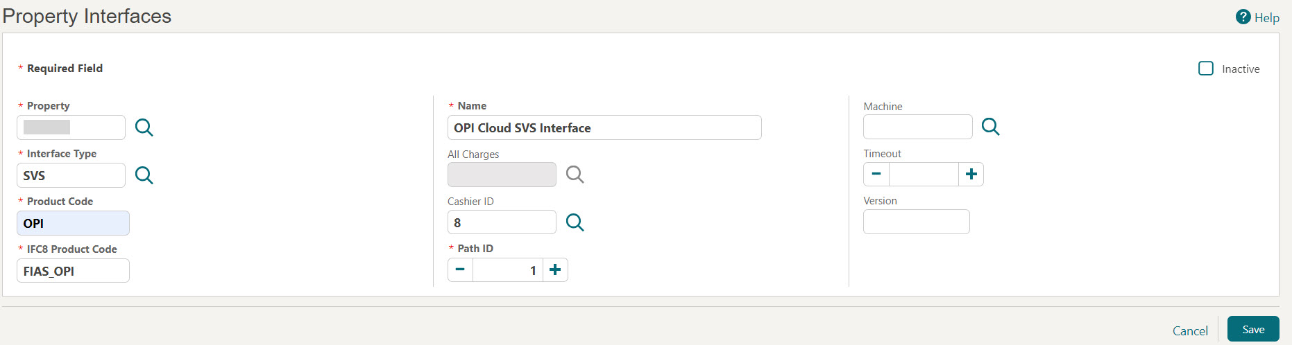 This image shows the SVS Property Interfaces screen