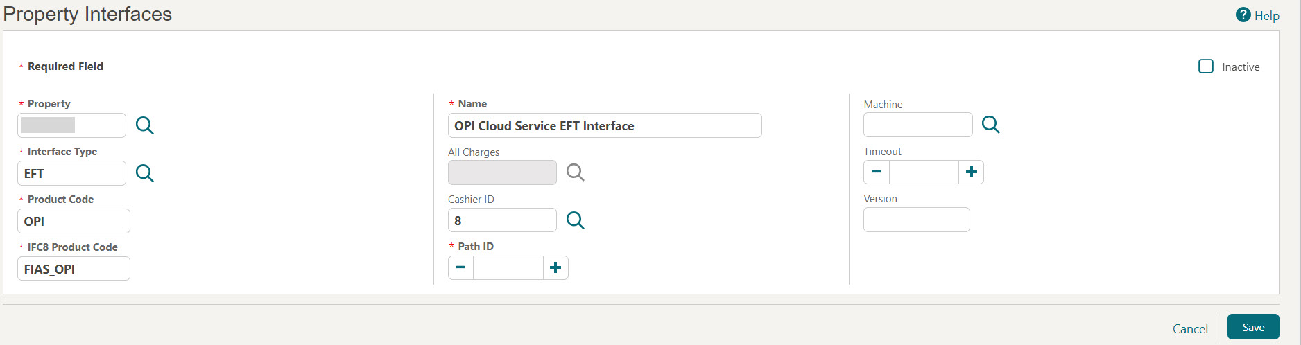 This image shows the Property Interfaces screen