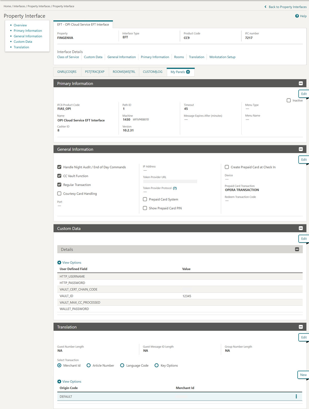 This image shows General Information tab with CC Vault function enabled
