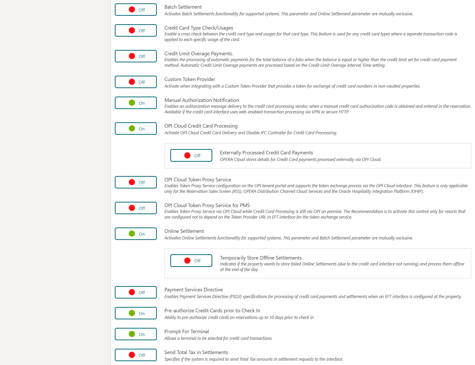 This image show configuring Chip and Pin OPERA setting