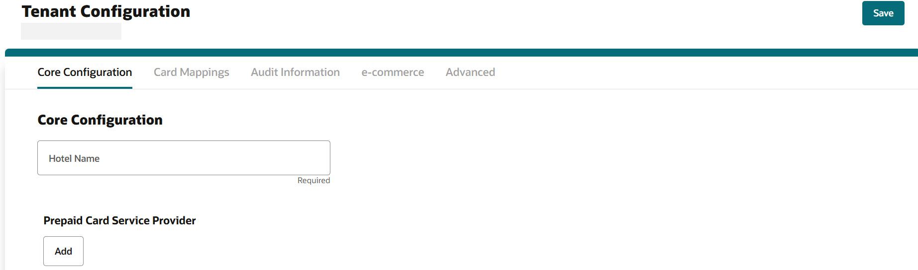 This image shows OPI Cloud Tenant Configuration portal landing screen with Prepaid Card Service Provider