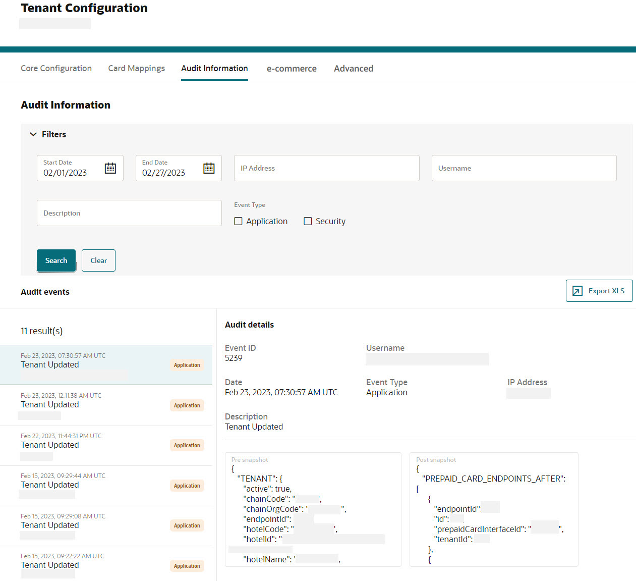 This image shows Audit report in excel format