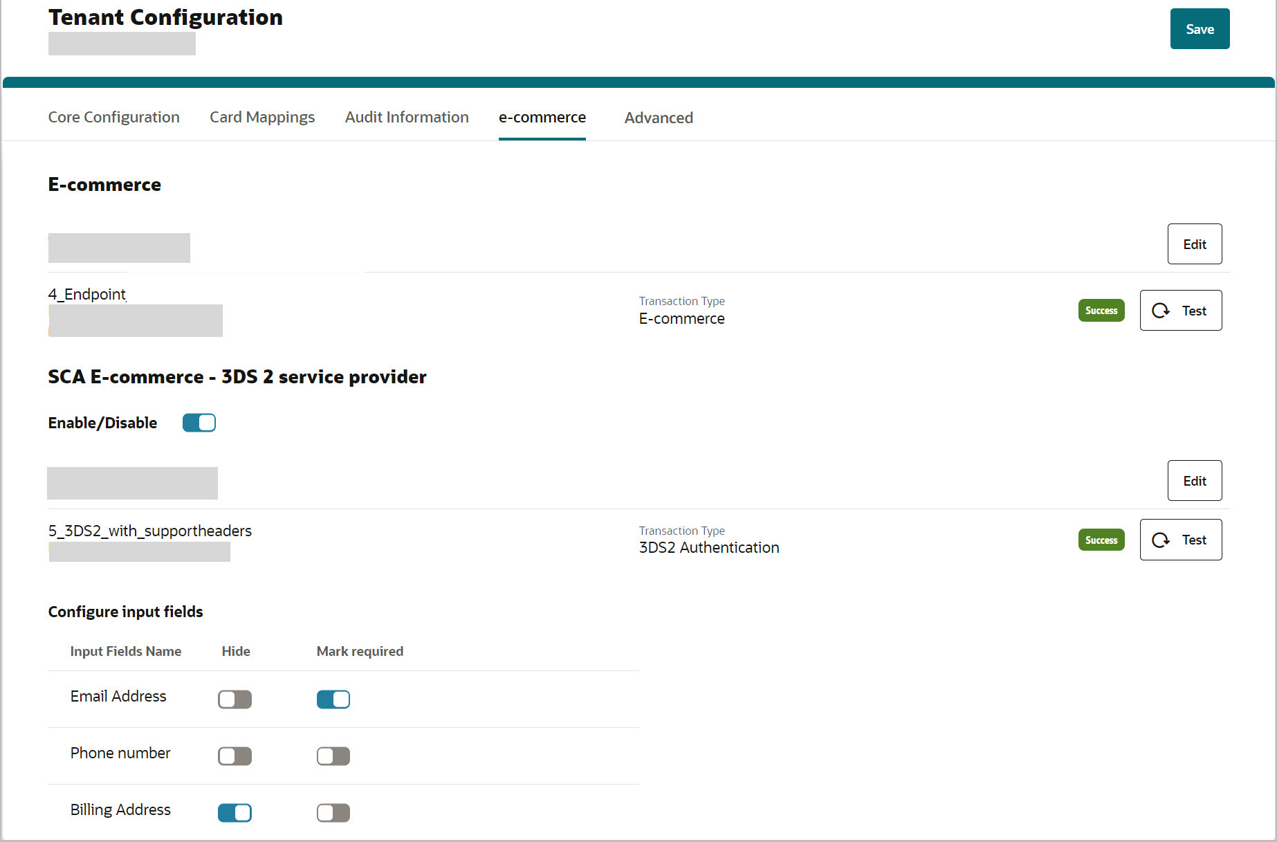 This image shows Ecommerce endpoint test connectivity