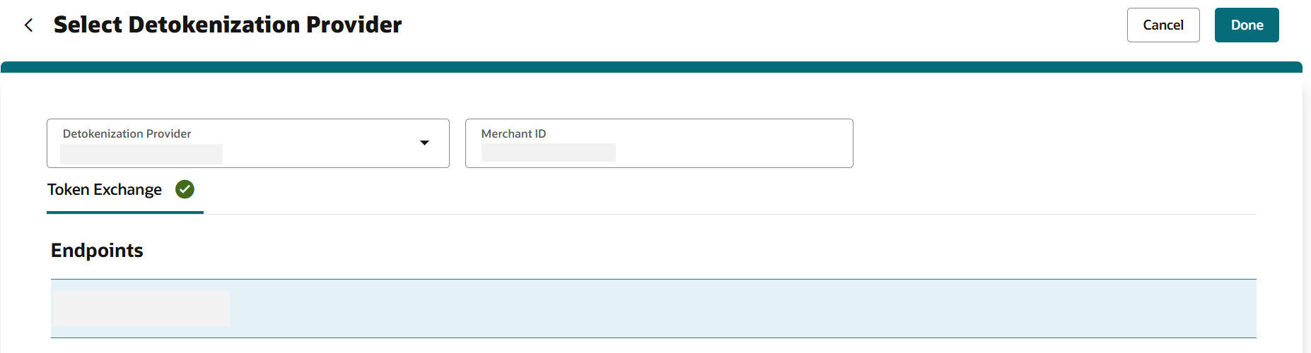This image shows Detokenization provider endpoint selection.