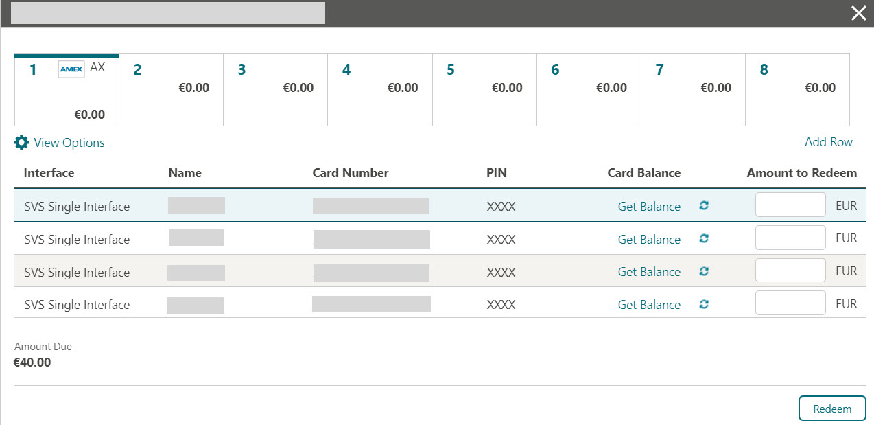 This image shows multiple cards redemption screen