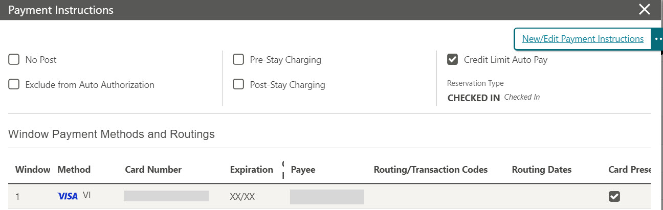 This image shows the payment instructions screen details.