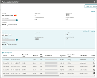 This images shows the Authorization and History screen details