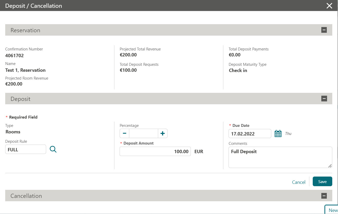 This image shows saving the deposit rule screen