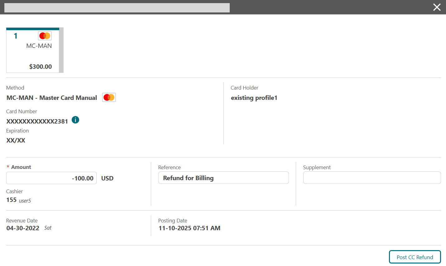 This image shows the payment method screen