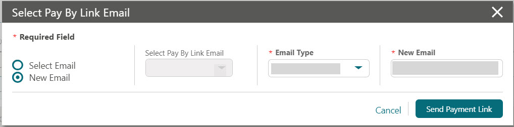 This image shows select pay by link email screen