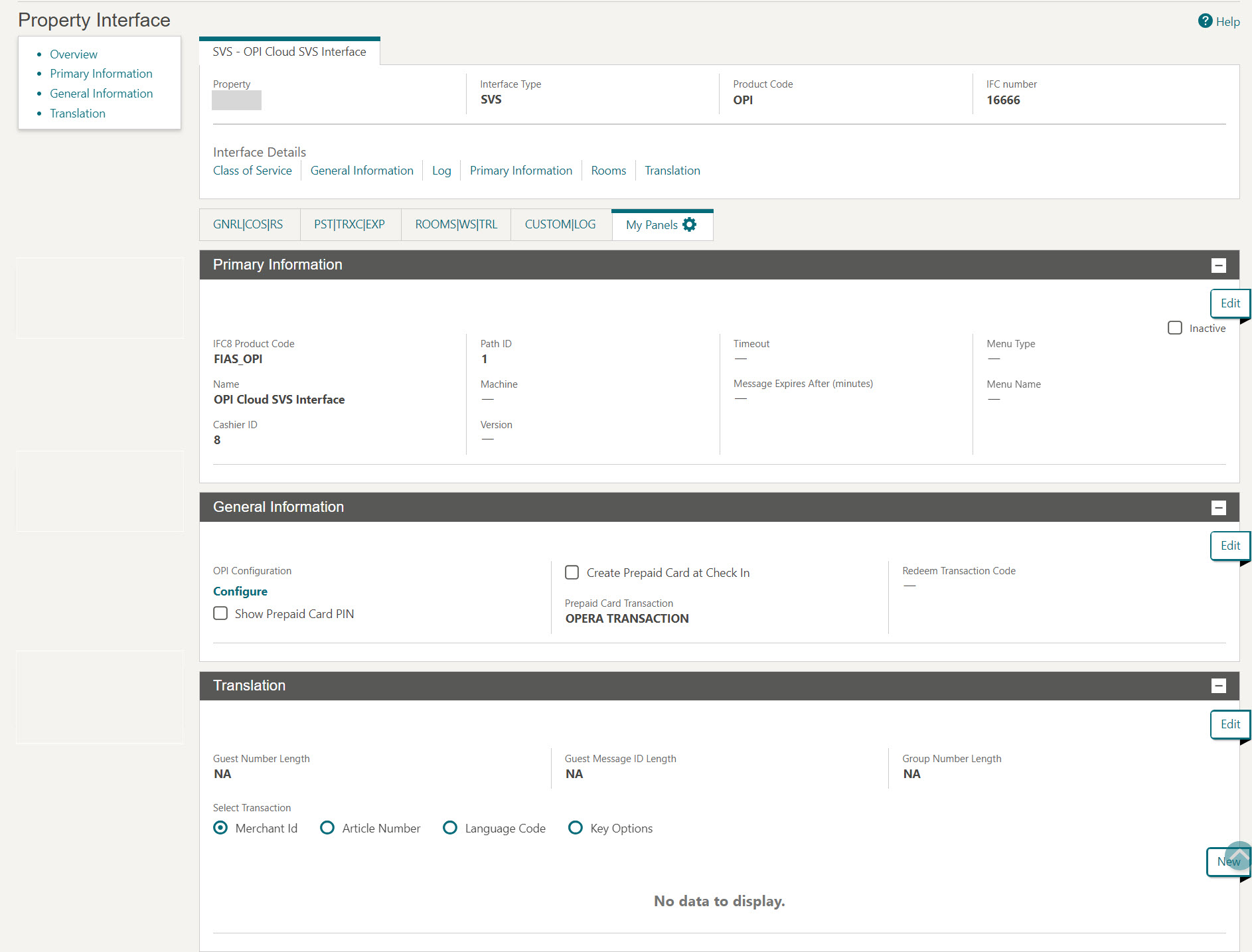 This image shows General information details