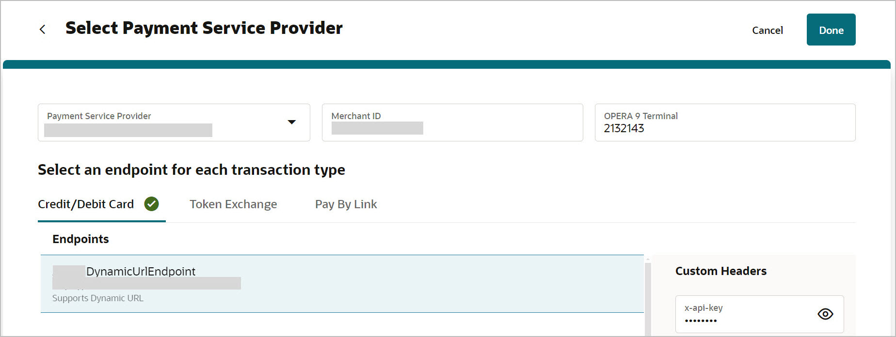 This image shows selecting the Payment Service Provider