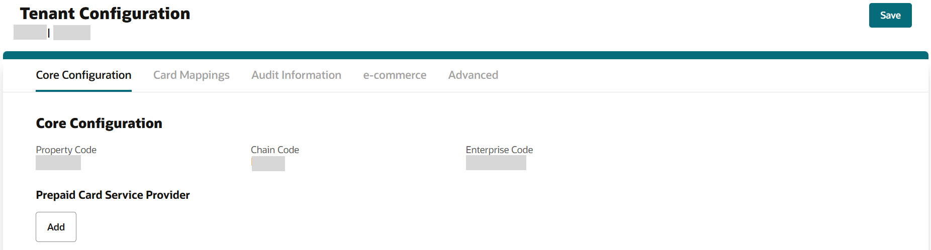 This image shows OPI Cloud Tenant Configuration portal landing screen with Prepaid Card Service Provider