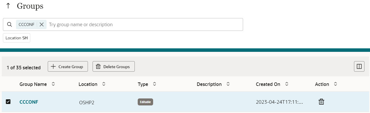 This image shows Group Information screen