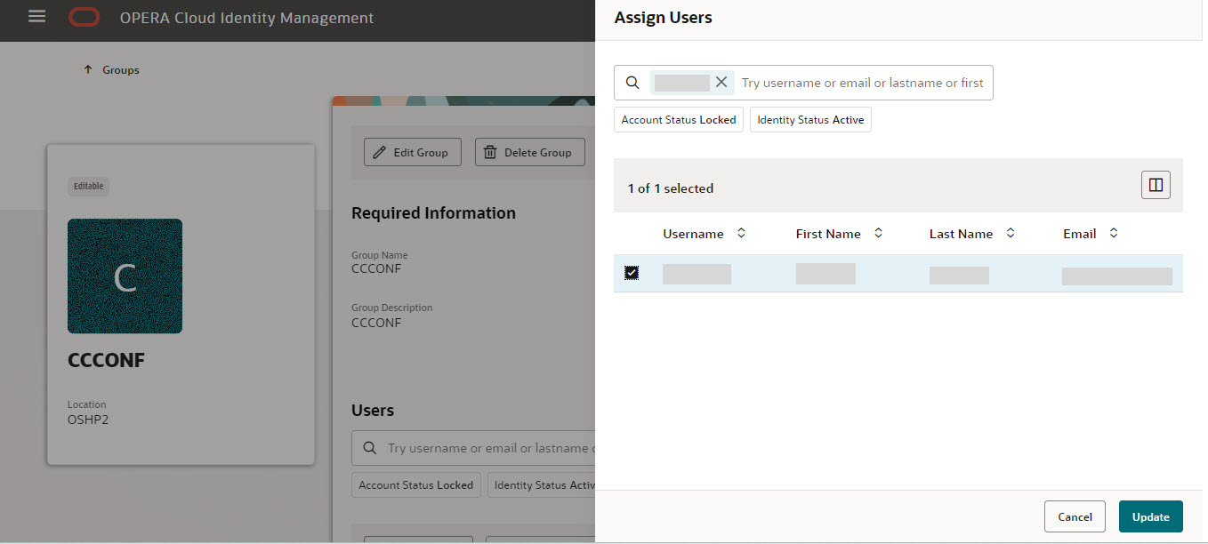 This image shows Assign User screen