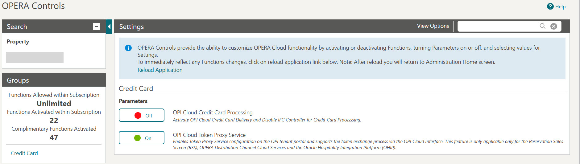 This image shows active OPI Cloud Token Proxy Service parameter
