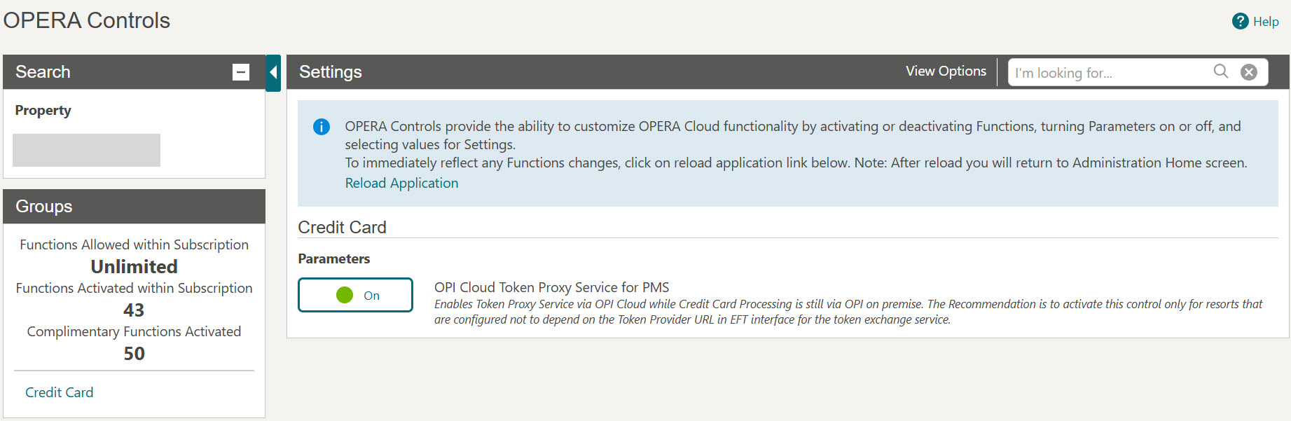 This image shows active OPI Cloud Token Proxy Service for PMS parameter
